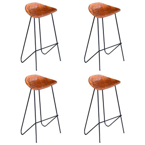 vidaXL Bar Stools 4 pcs Brown Genuine Leather