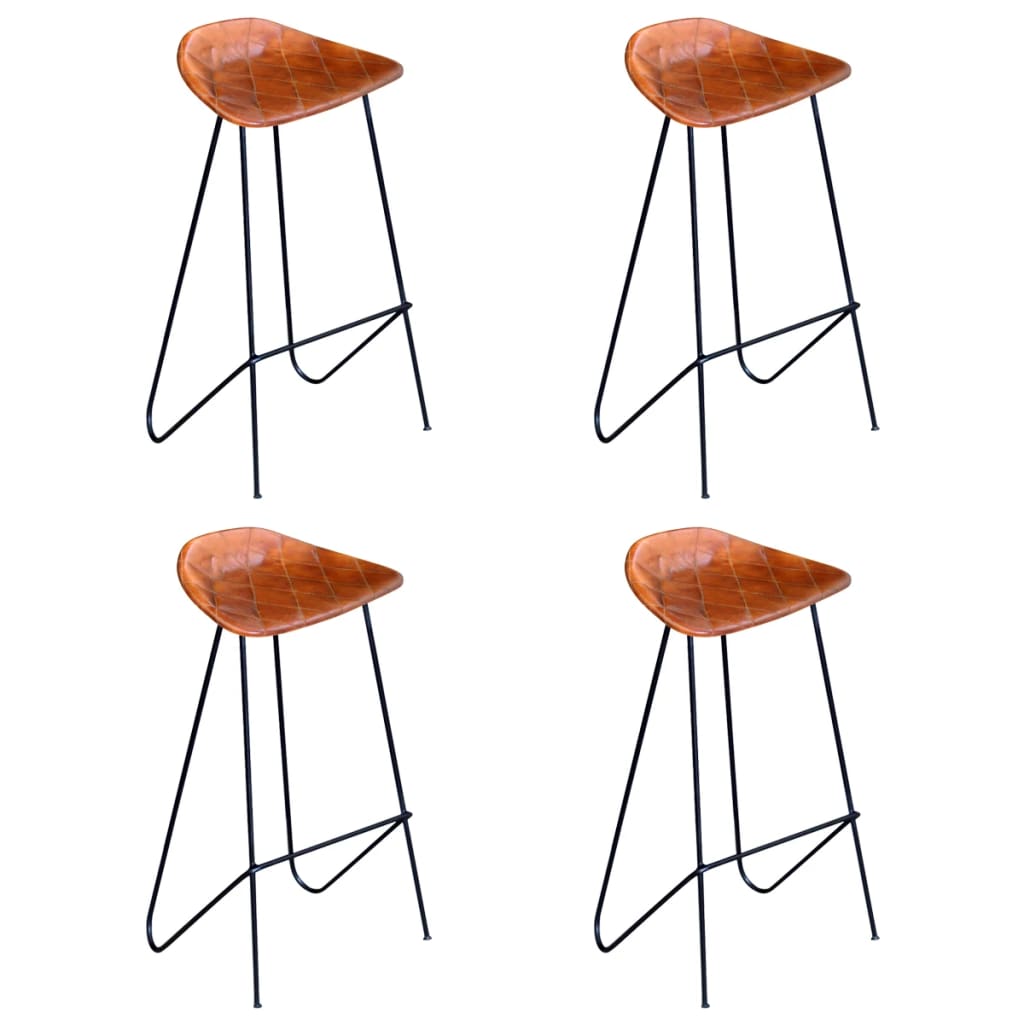 vidaXL Bar Stools 4 pcs Brown Genuine Leather