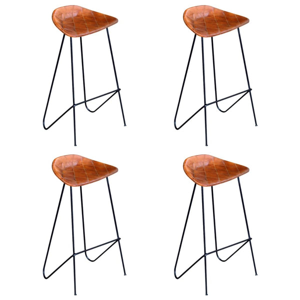 vidaXL Bar Stools 4 pcs Brown Genuine Leather