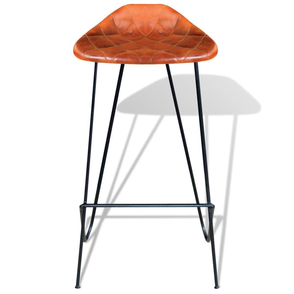 vidaXL Bar Stools 4 pcs Brown Genuine Leather
