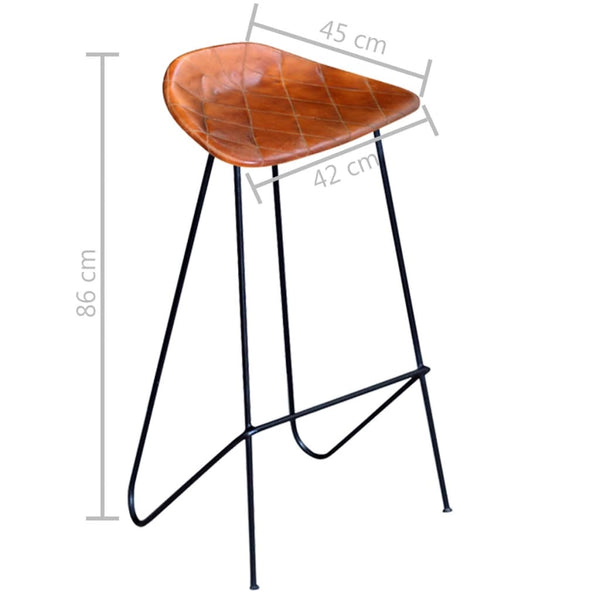 vidaXL Bar Stools 6 pcs Brown Genuine Leather