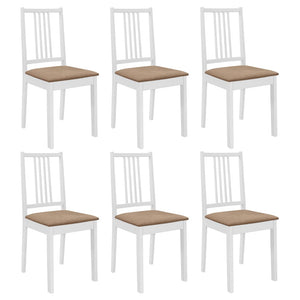 vidaXL Dining Chairs with Cushions 6 pcs. White Solid Wood