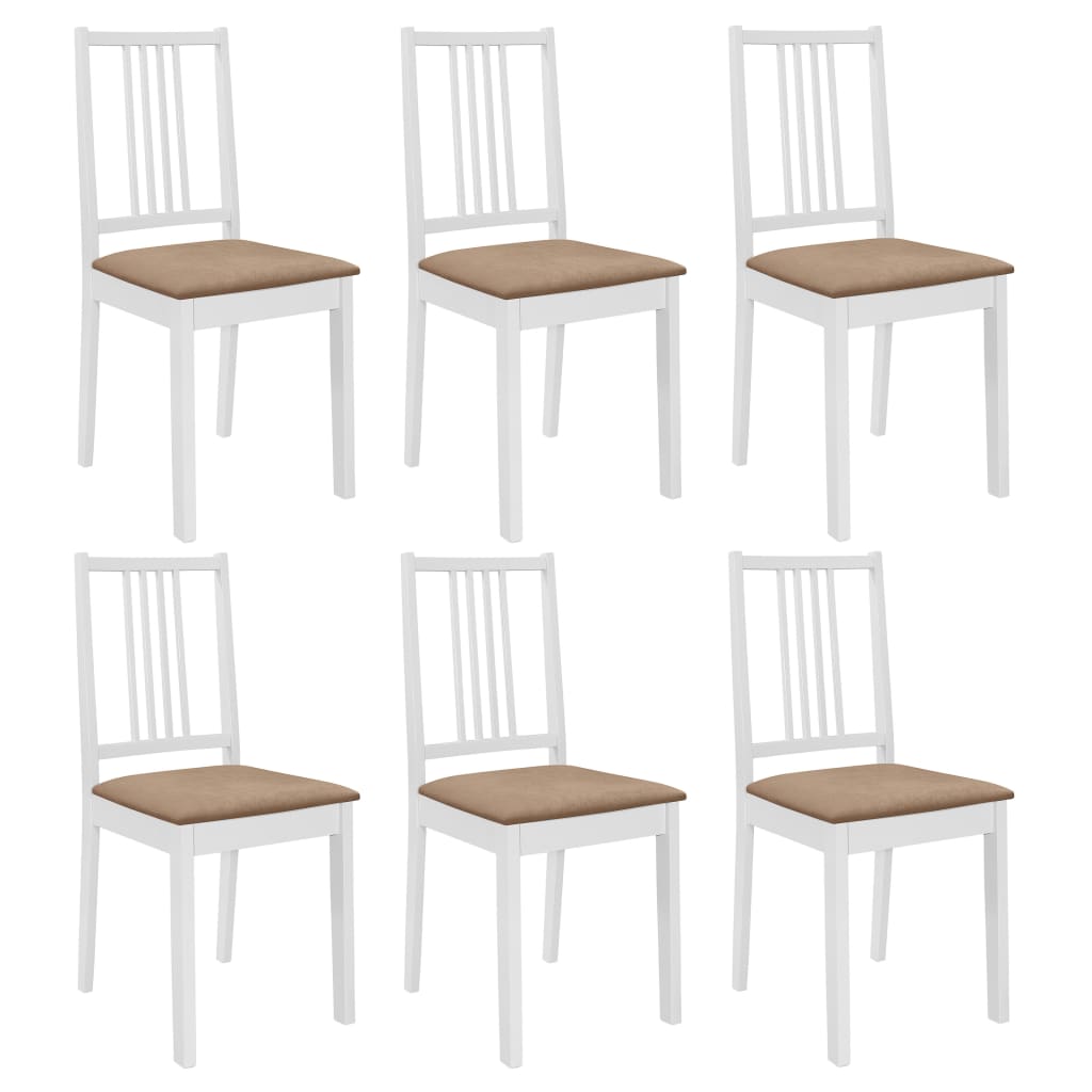 vidaXL Dining Chairs with Cushions 6 pcs. White Solid Wood
