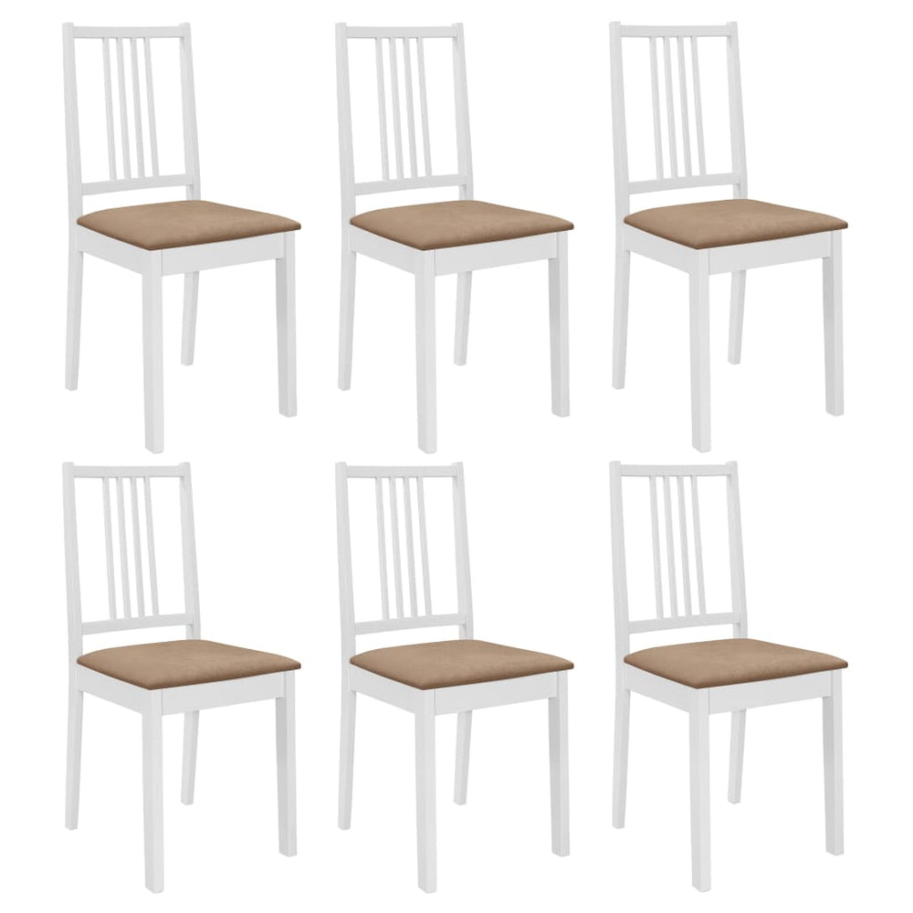 vidaXL Dining Chairs with Cushions 6 pcs. White Solid Wood