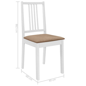 vidaXL Dining Chairs with Cushions 6 pcs. White Solid Wood
