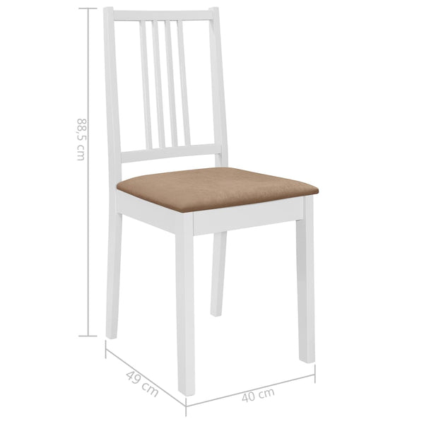 vidaXL Dining Chairs with Cushions 6 pcs. White Solid Wood