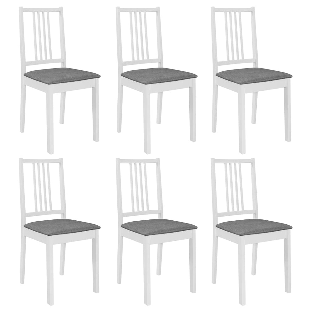 vidaXL Dining Chairs with Cushions 6 pcs. White Solid Wood