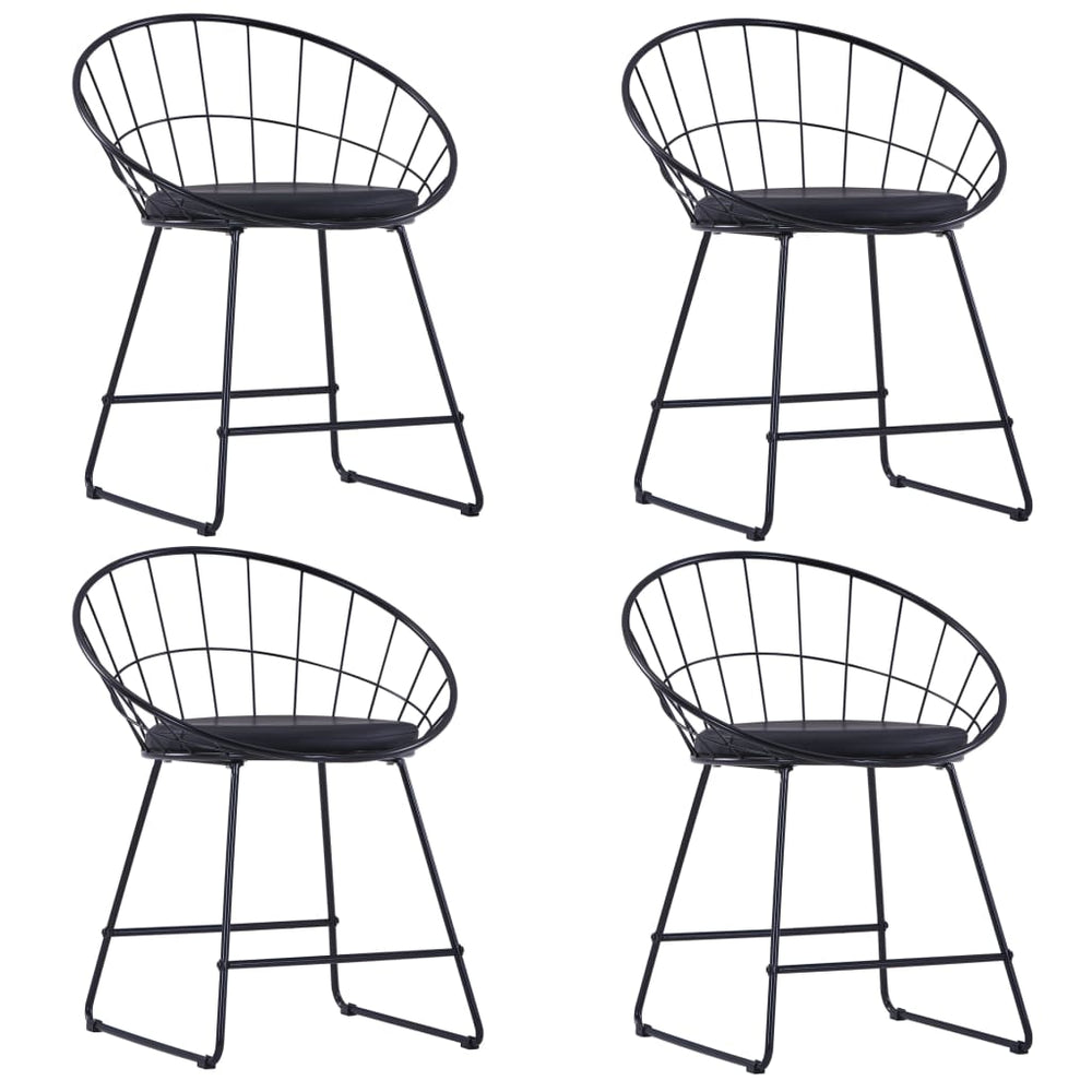 vidaXL Dining Chairs with Faux Leather Seats 4 pcs. Black Steel