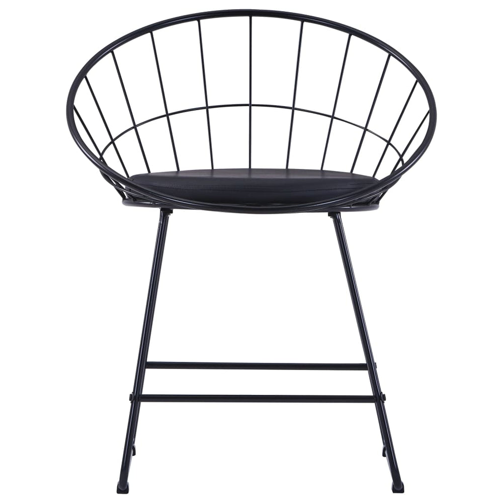 vidaXL Dining Chairs with Faux Leather Seats 6 pcs Black Steel