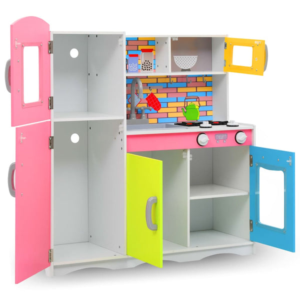 vidaXL Children's Play Kitchen MDF 80 x 30 x 85 cm Multicolored