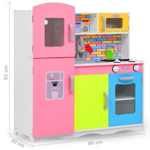 vidaXL Children's Play Kitchen MDF 80 x 30 x 85 cm Multicolored
