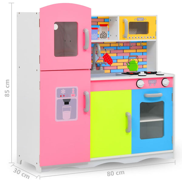 vidaXL Children's Play Kitchen MDF 80 x 30 x 85 cm Multicolored