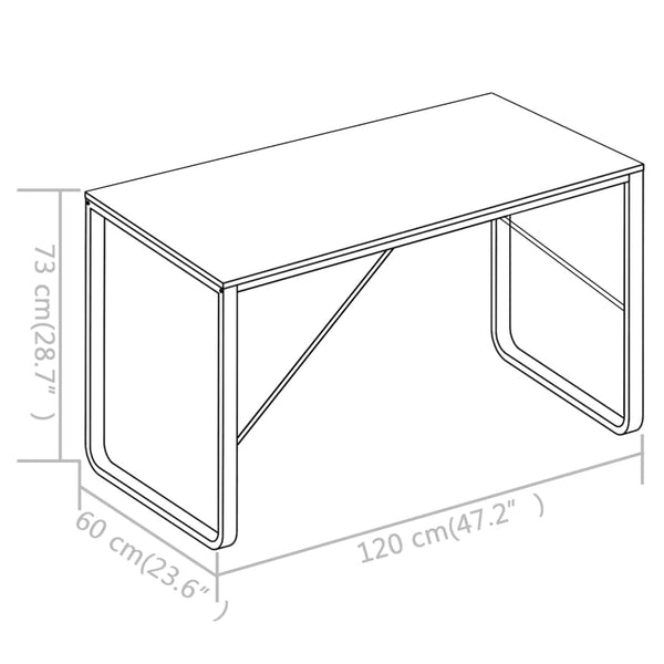 vidaXL Computer Desk Black and Oak 120x60x73 cm