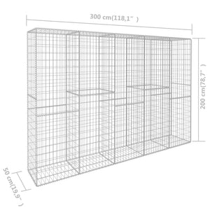 vidaXL Gabion Wall with Cover Galvanized Steel 300 x 50 x 200 cm