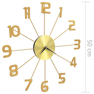 vidaXL Wall Clock Metal 50 cm Golden