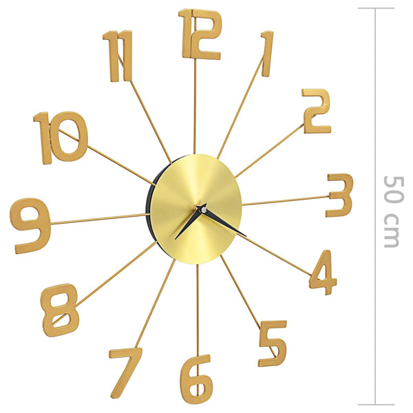 vidaXL Wall Clock Metal 50 cm Golden