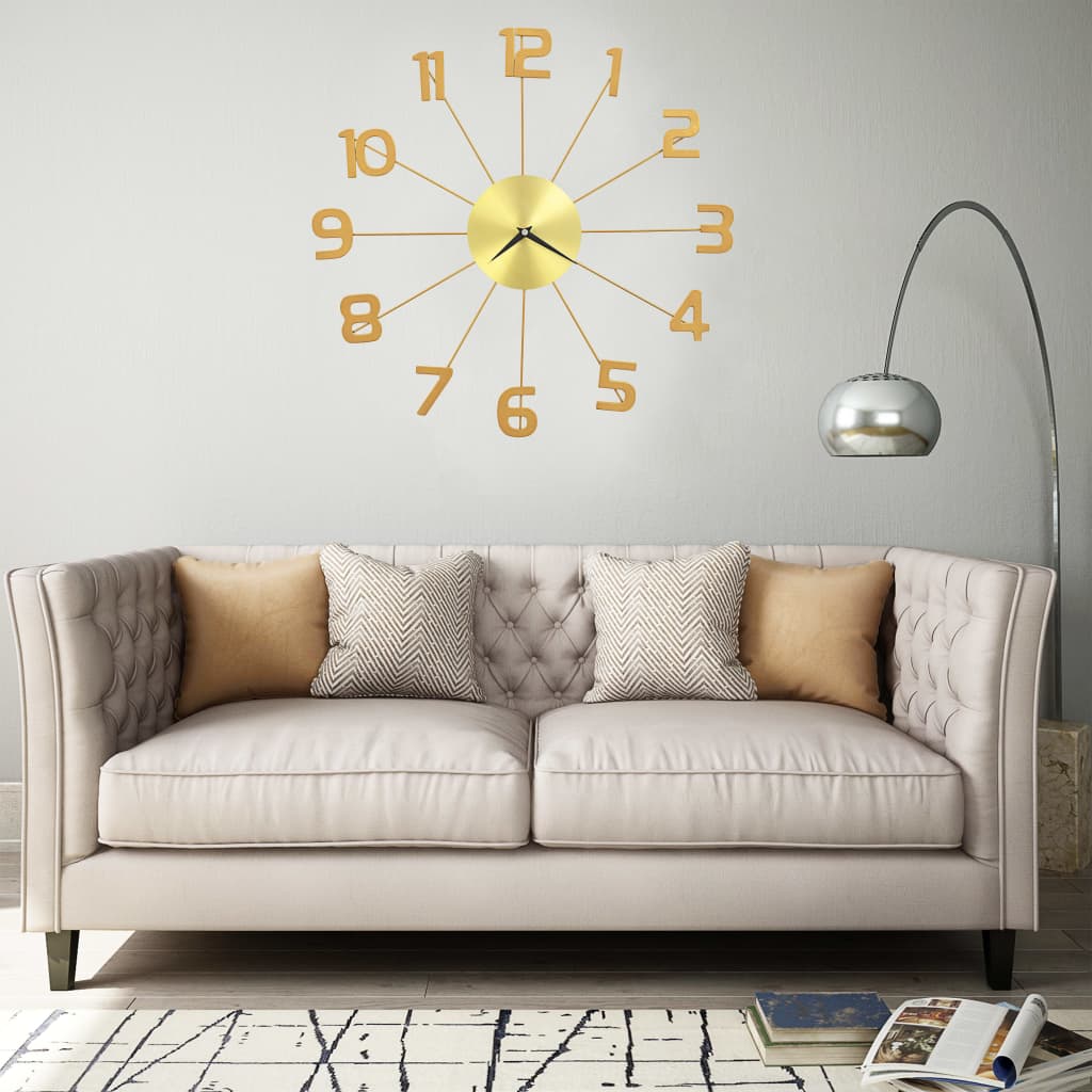 vidaXL Wall Clock Metal 50 cm Golden