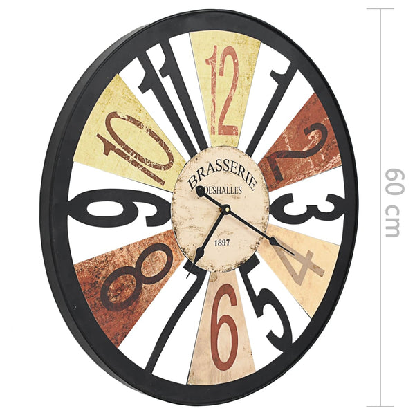 vidaXL Wall Clock Metal 60 cm Multicolored