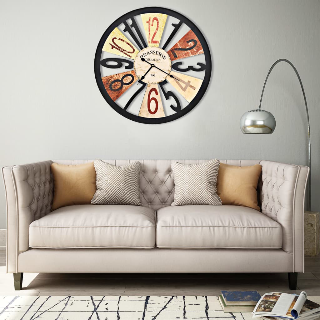 vidaXL Wall Clock Metal 60 cm Multicolored
