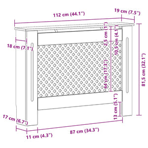 vidaXL Radiator Cover White 112×19×81.5 cm MDF