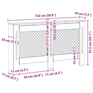 vidaXL Radiator Cover White 152x19x81.5 cm MDF