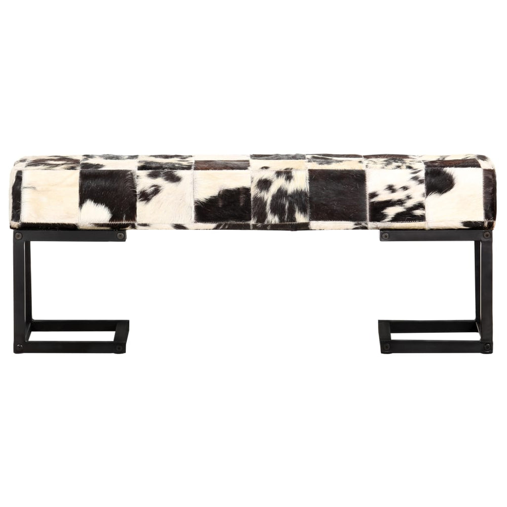 vidaXL Bench 110 cm Black Patchwork Genuine Goatskin