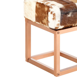 vidaXL Bench 110 cm Brown Patchwork Genuine Goat Leather