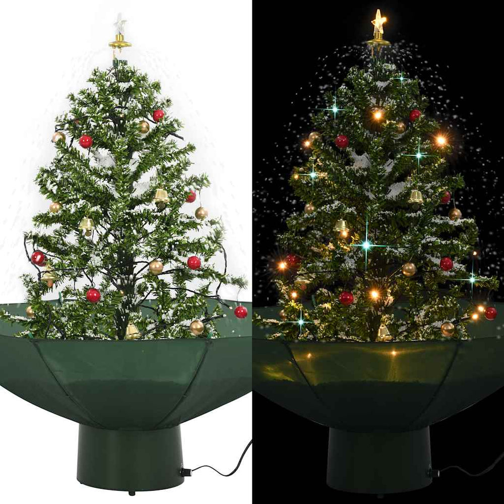 vidaXL Snowy Christmas Tree with Umbrella Base Green 75 cm