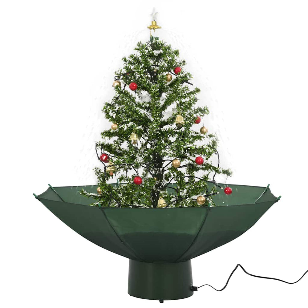 vidaXL Snowy Christmas Tree with Umbrella Base Green 75 cm