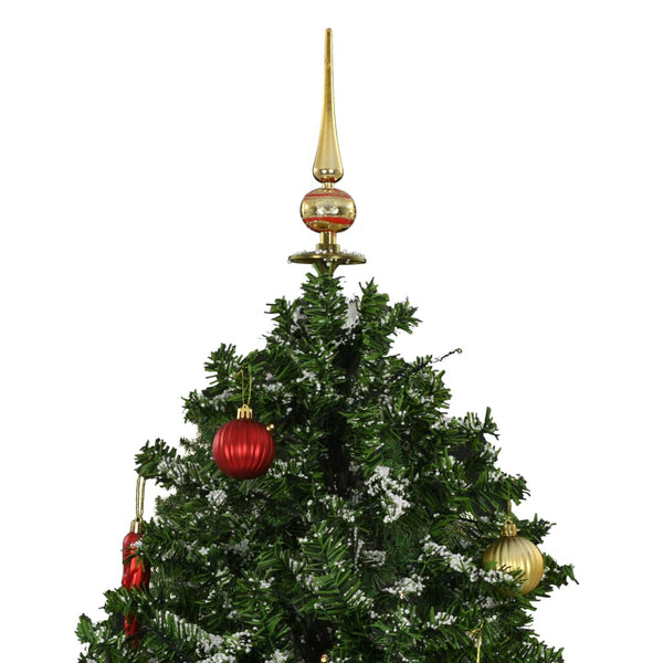 vidaXL Snowing Christmas Tree with Umbrella Base Green 140 cm