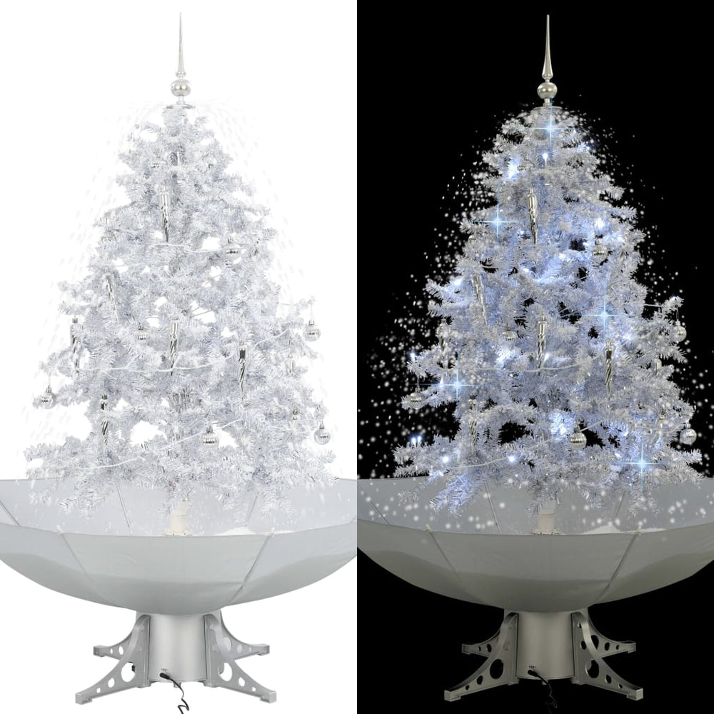 vidaXL Snowy Christmas Tree with Umbrella Base White 140 cm