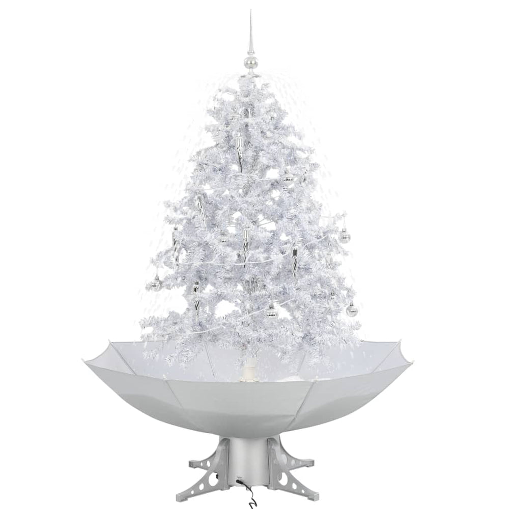 vidaXL Snowy Christmas Tree with Umbrella Base White 140 cm