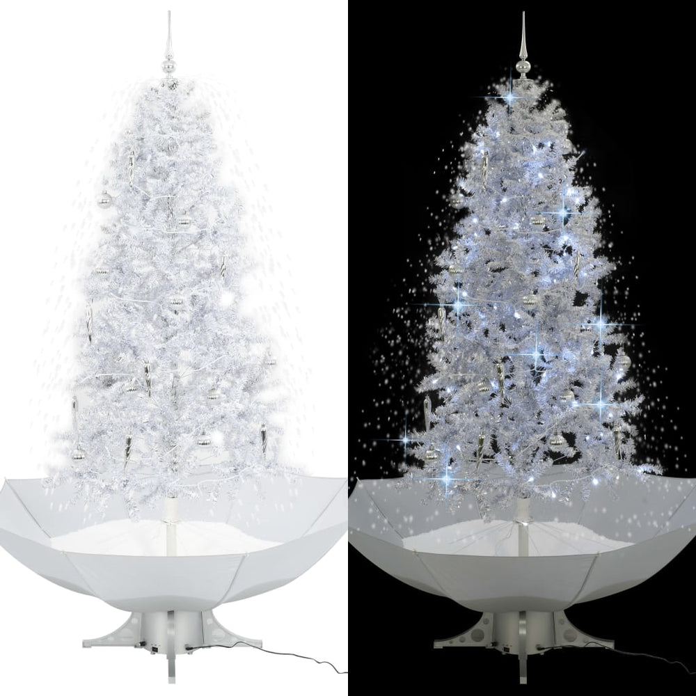 vidaXL Snowy Christmas Tree with Umbrella Base White 190 cm