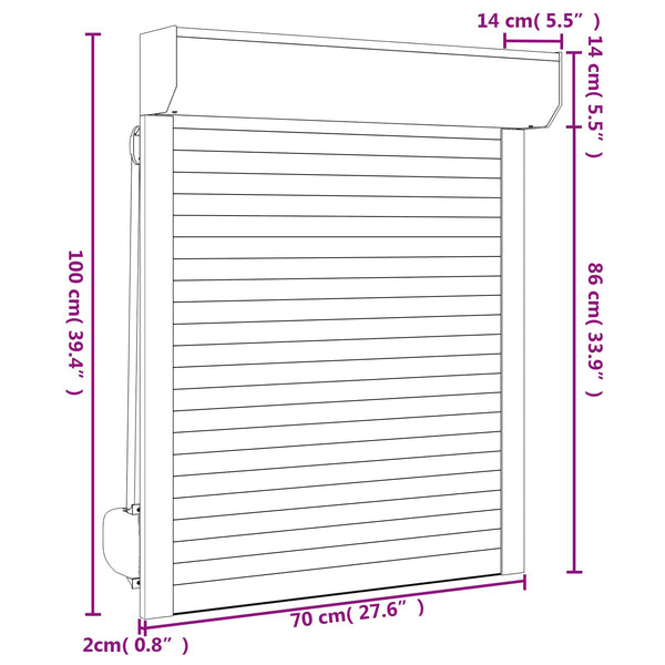 vidaXL Roller Blind White 70 x 100 cm Aluminum and Polyurethane
