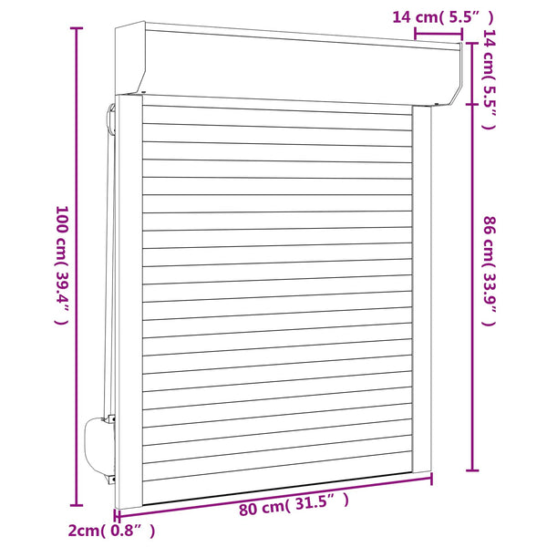 vidaXL Roller Blind White 80 x 100 cm Aluminum and Polyurethane