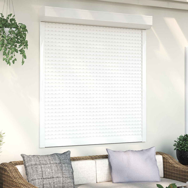 vidaXL Roller Shutter White 130 x 140 cm Aluminum and Polyurethane