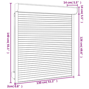vidaXL Roller Shutter White 130 x 140 cm Aluminum and Polyurethane