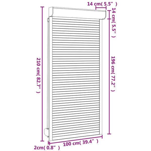 vidaXL Roller Shutter Anthracite 100 x 210 cm Aluminum and Polyurethane