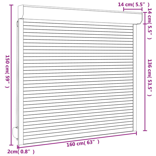 vidaXL Roller Blind Anthracite 160 x 150 cm Aluminum and Polyurethane
