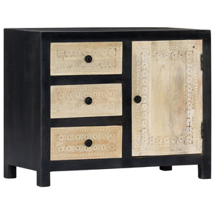 vidaXL Hand-Carved Sideboard Grey 75x35x60cm Solid Mango Wood