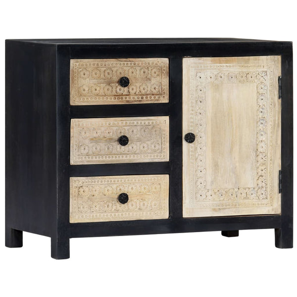 vidaXL Hand-Carved Sideboard Grey 75x35x60cm Solid Mango Wood