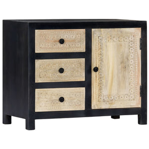 vidaXL Hand-Carved Sideboard Grey 75x35x60cm Solid Mango Wood