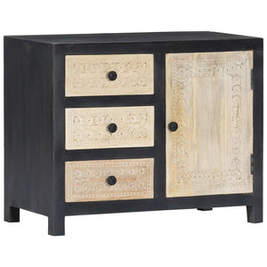vidaXL Hand-Carved Sideboard Grey 75x35x60cm Solid Mango Wood
