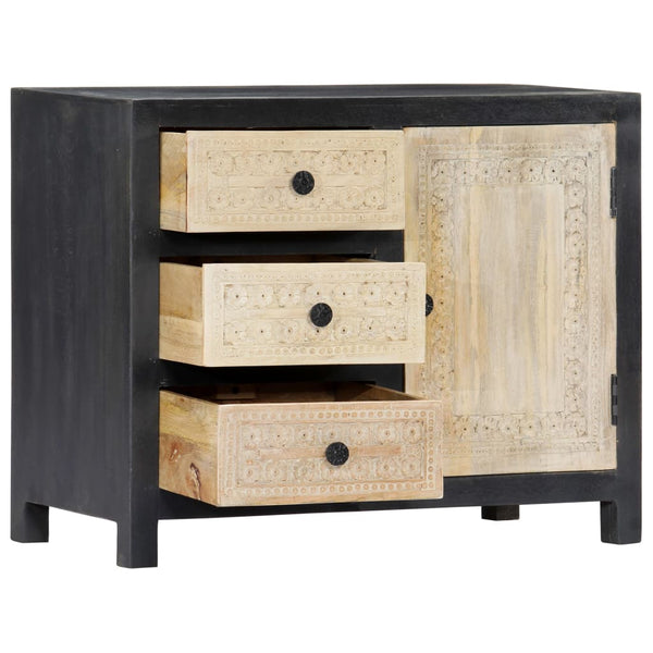 vidaXL Hand-Carved Sideboard Grey 75x35x60cm Solid Mango Wood