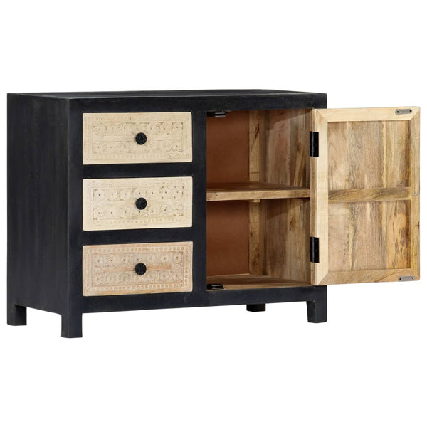 vidaXL Hand-Carved Sideboard Grey 75x35x60cm Solid Mango Wood