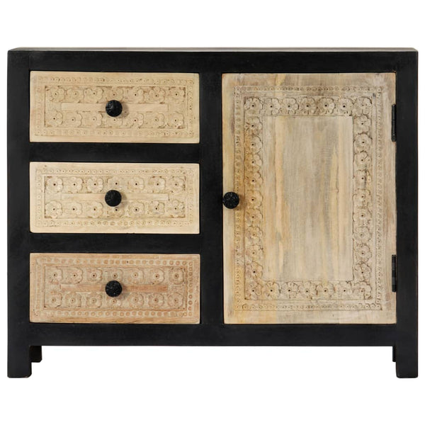 vidaXL Hand-Carved Sideboard Grey 75x35x60cm Solid Mango Wood