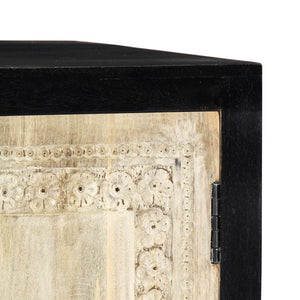 vidaXL Hand-Carved Sideboard Grey 75x35x60cm Solid Mango Wood