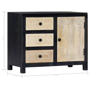 vidaXL Hand-Carved Sideboard Grey 75x35x60cm Solid Mango Wood
