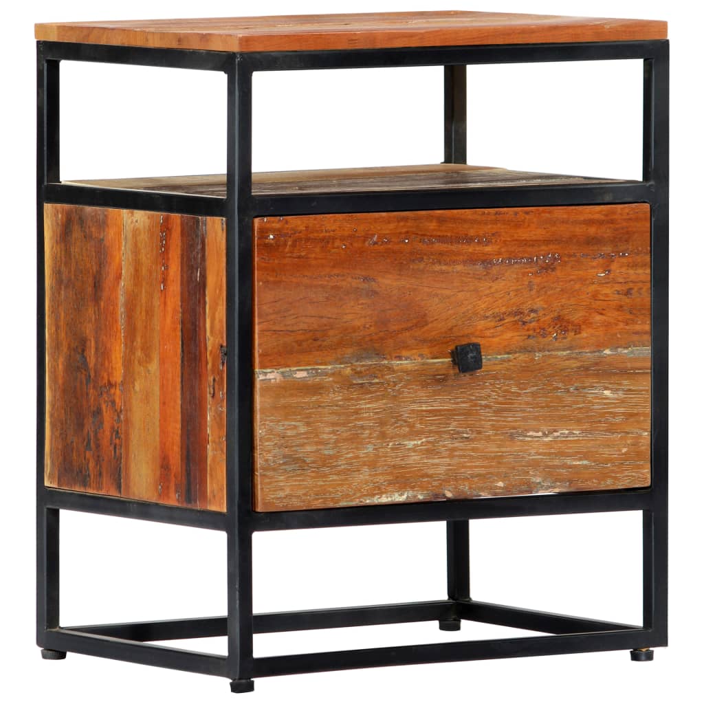 vidaXL Nightstand 40x30x50 cm Solid Reclaimed Wood and Steel
