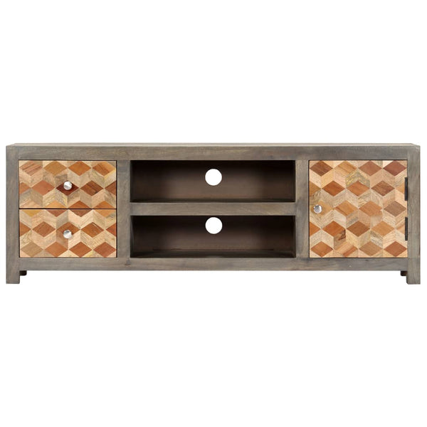 vidaXL TV Cabinet Grey 120x30x40 cm Solid Mango Wood